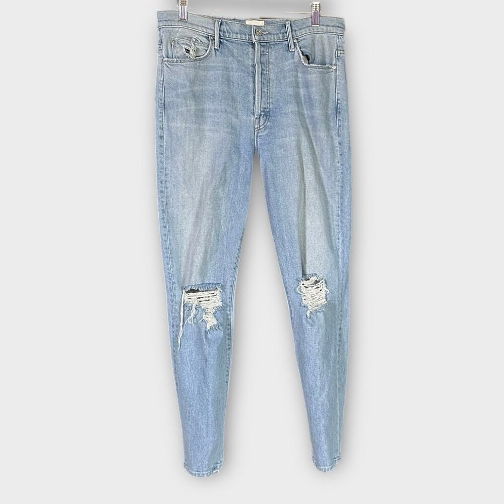 MOTHER Blue Ankle Cropped Jeans with Distressed Details - Picture 2 of 8